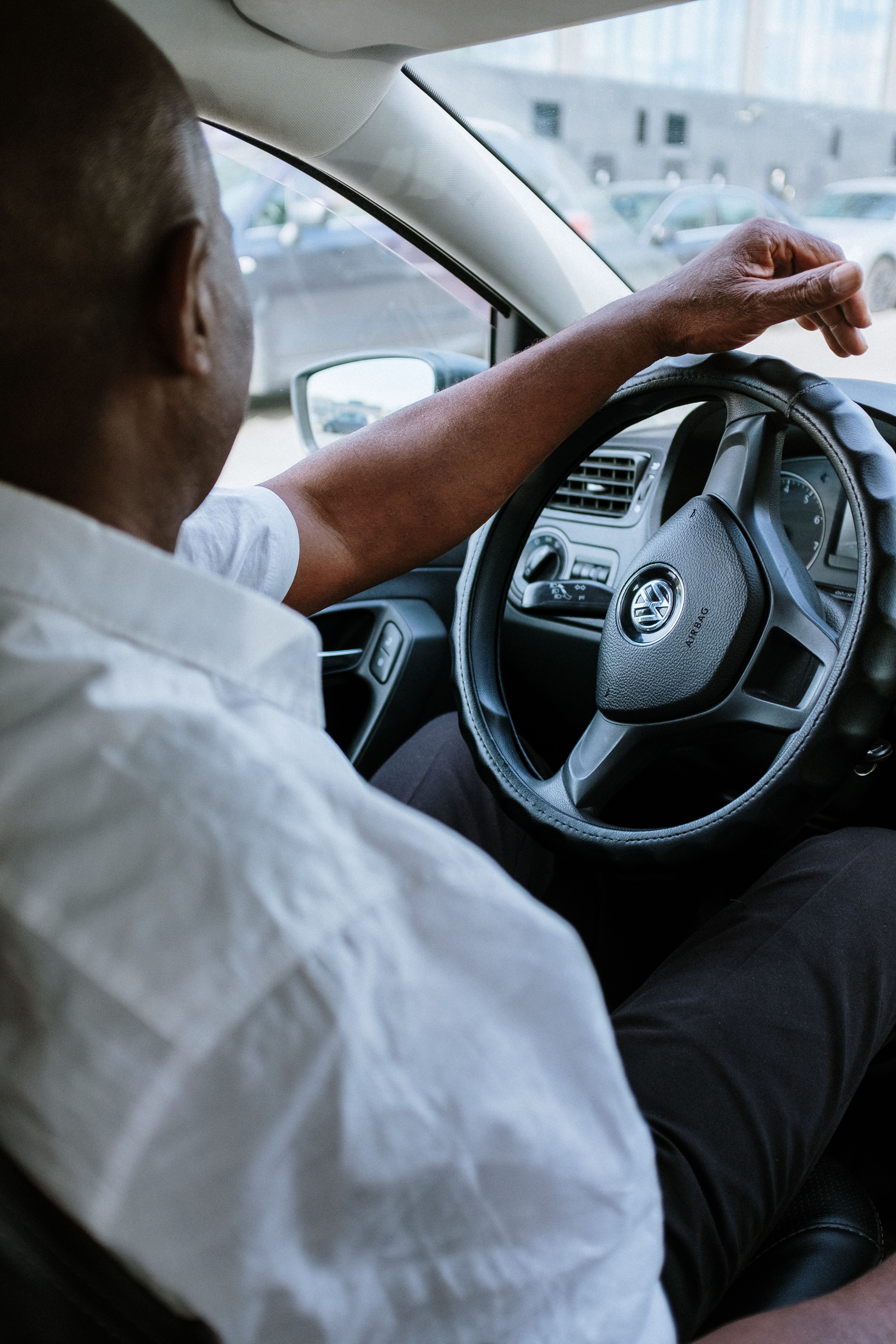 Driver behind the wheel of a city cab